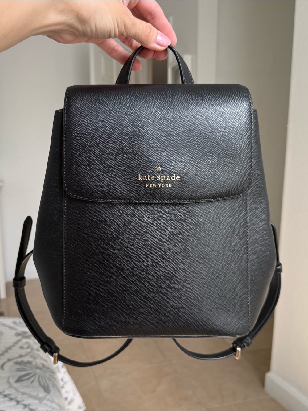 Kate Spade Madison Flap Backpack Black RETAIL $379